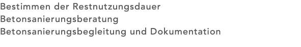 Bestimmen der Restnutzungsdauer Betonsanierungsberatung Betonsanierungsbegleitung und Dokumentation